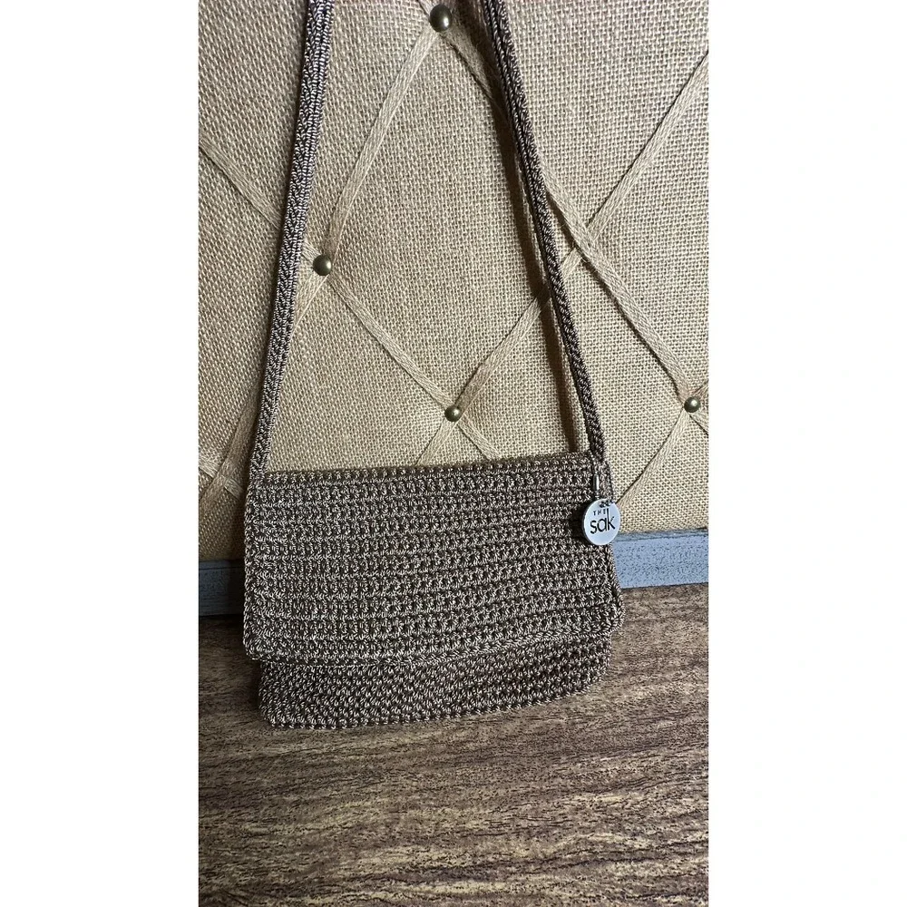 The Sak Small Hand Crocheted Flap Crossbody Shoulder Bag